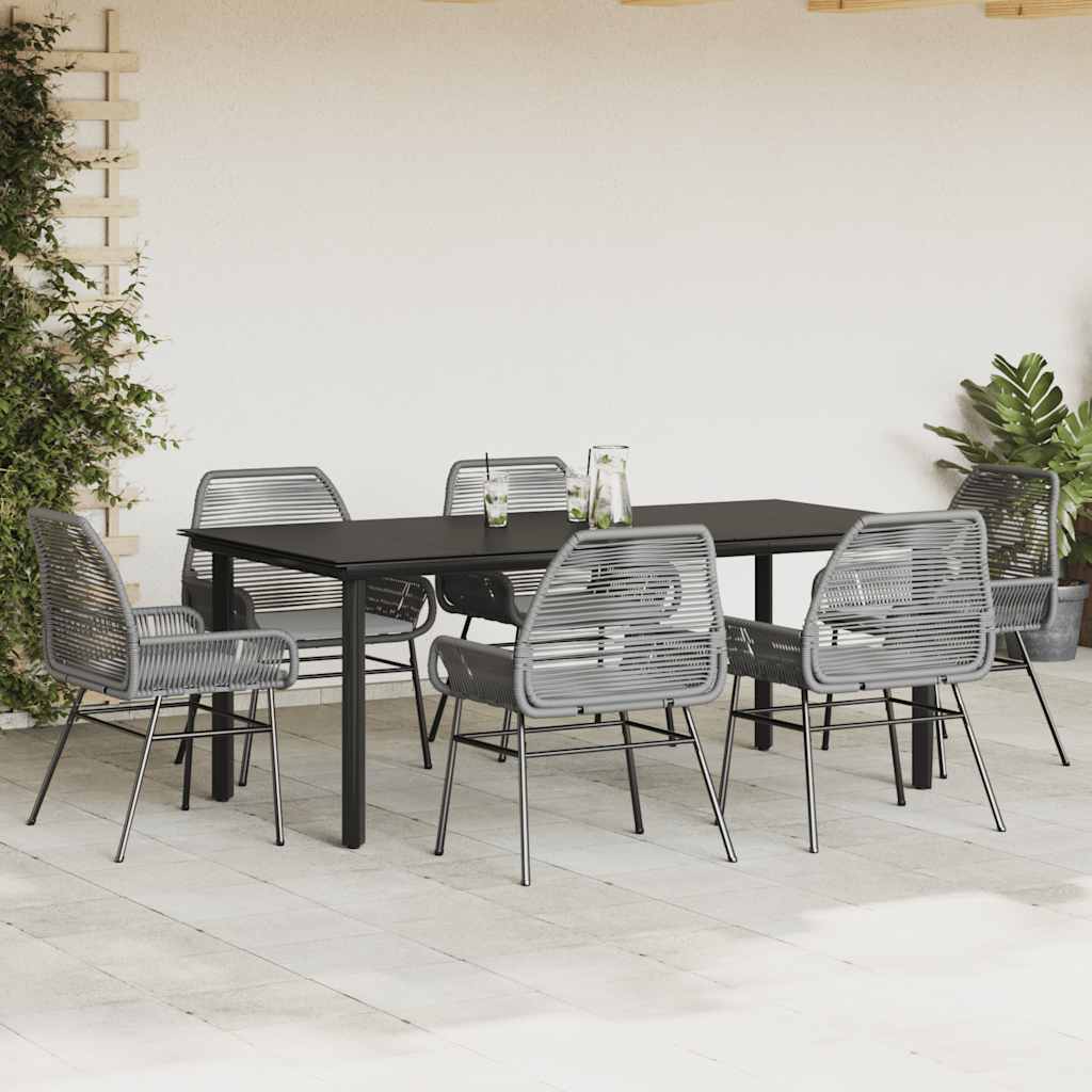 7-delige Tuinset met kussens poly rattan glas grijs is nu te koop bij PeponiXL, paradijselijk wonen!