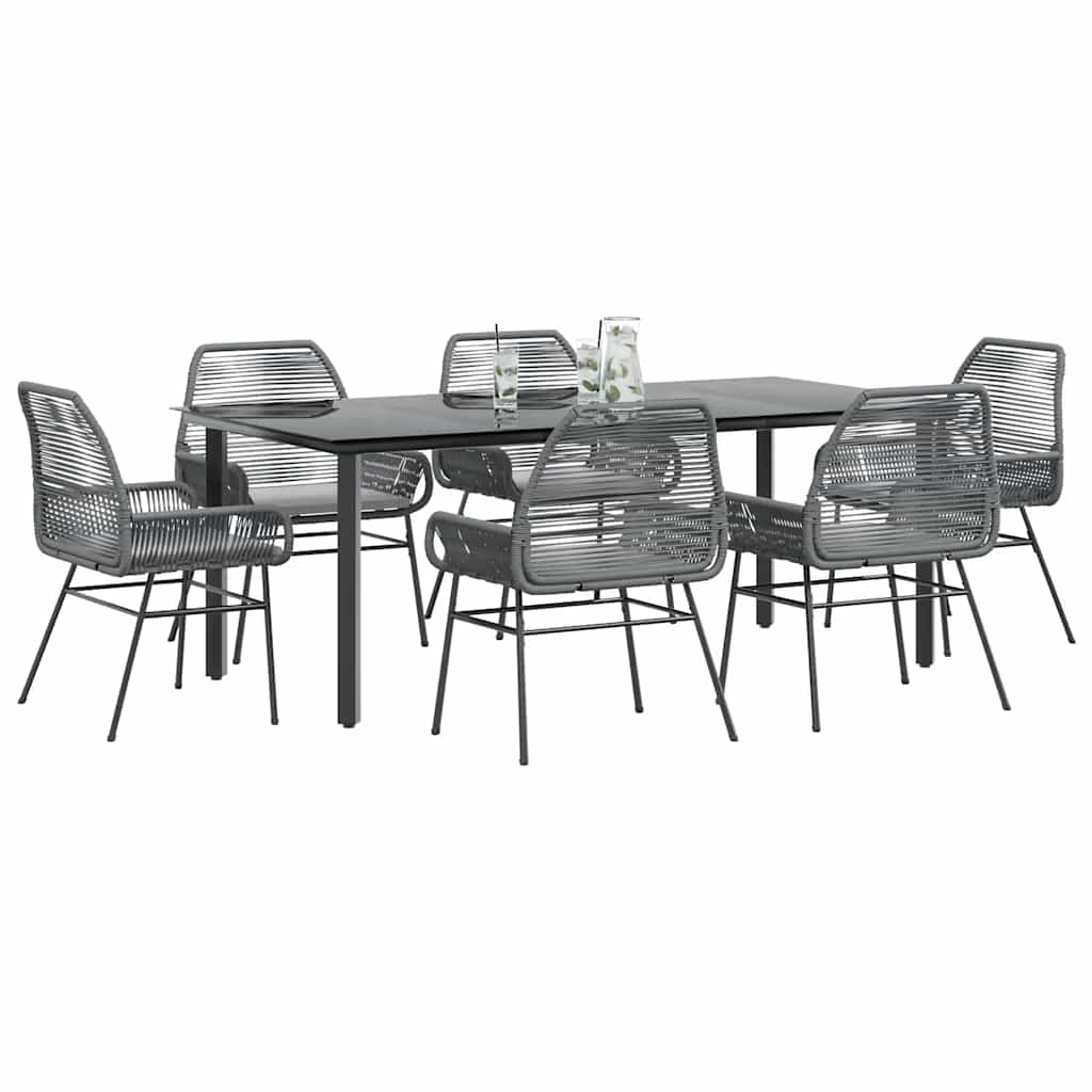 7-delige Tuinset met kussens poly rattan glas grijs is nu te koop bij PeponiXL, paradijselijk wonen!
