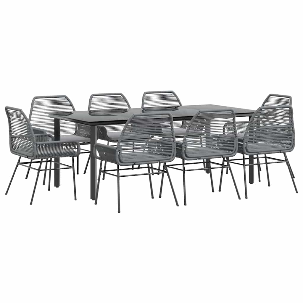 9-delige Tuinset met kussens poly rattan glas grijs is nu te koop bij PeponiXL, paradijselijk wonen!