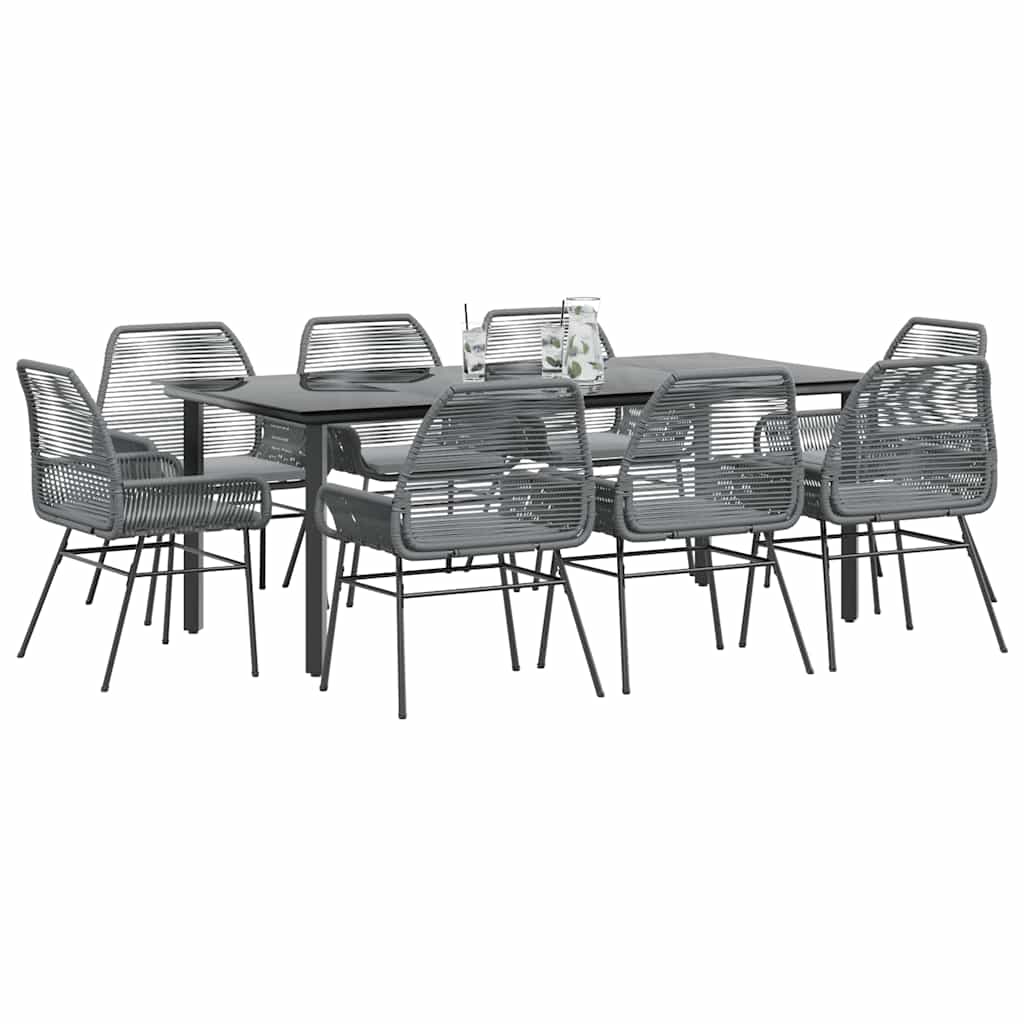 9-delige Tuinset met kussens poly rattan glas grijs is nu te koop bij PeponiXL, paradijselijk wonen!