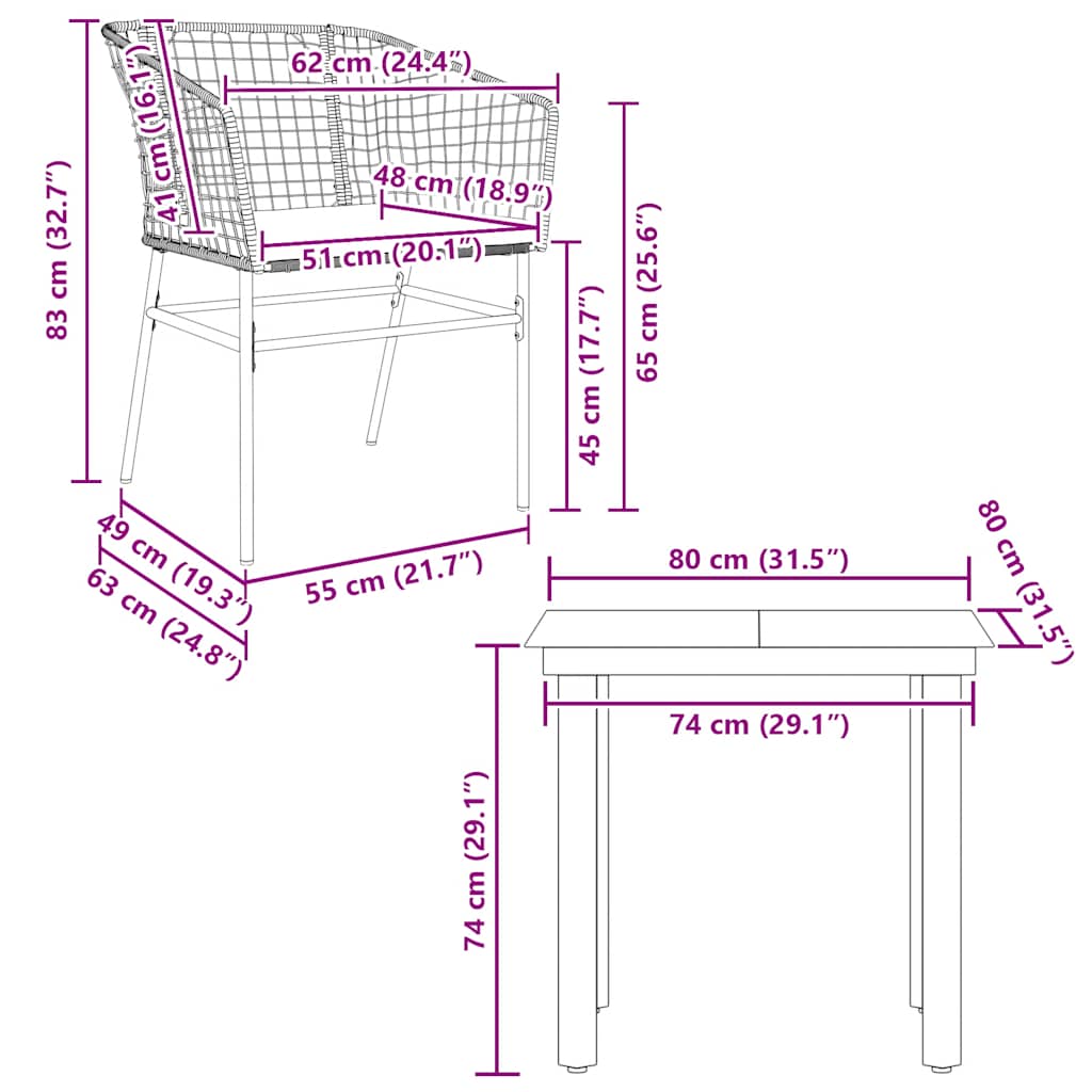 3-delige Tuinset met kussens poly rattan glas zwart is nu te koop bij PeponiXL, paradijselijk wonen!