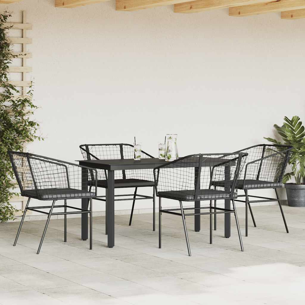 5-delige Tuinset met kussens poly rattan glas zwart is nu te koop bij PeponiXL, paradijselijk wonen!