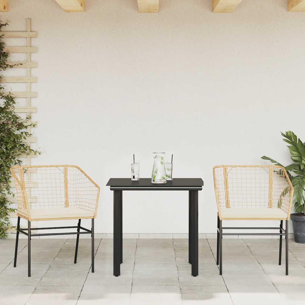 3-delige Tuinset met kussens poly rattan glas bruin is nu te koop bij PeponiXL, paradijselijk wonen!