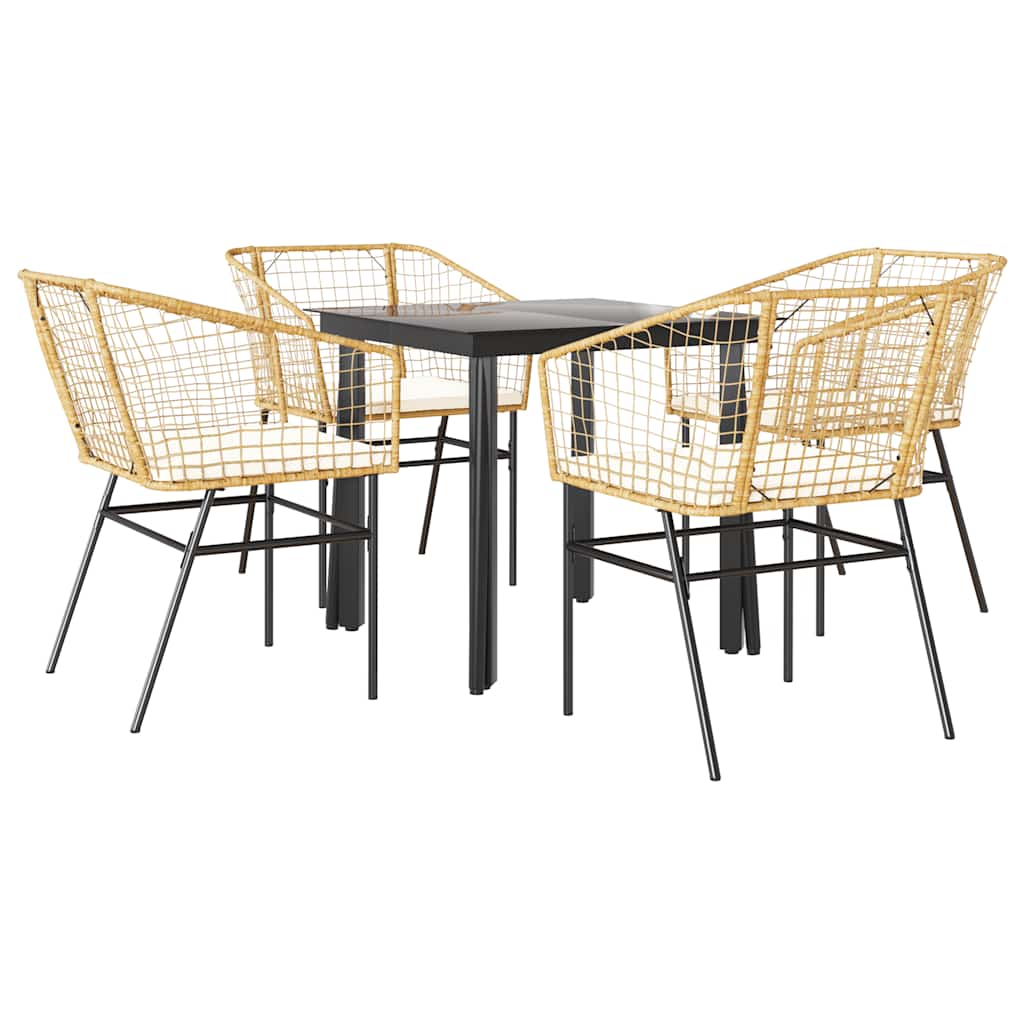 5-delige Tuinset met kussens poly rattan glas bruin is nu te koop bij PeponiXL, paradijselijk wonen!