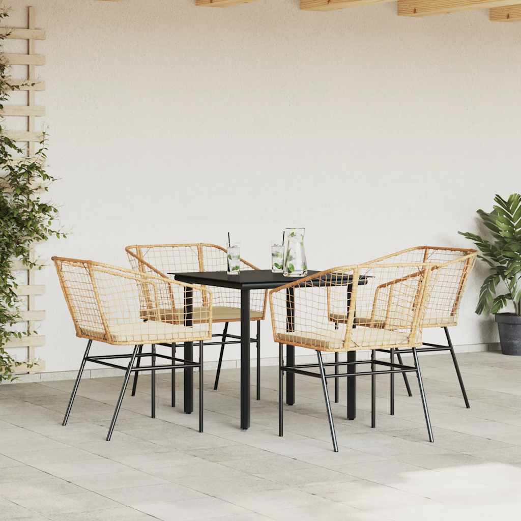 5-delige Tuinset met kussens poly rattan glas bruin is nu te koop bij PeponiXL, paradijselijk wonen!