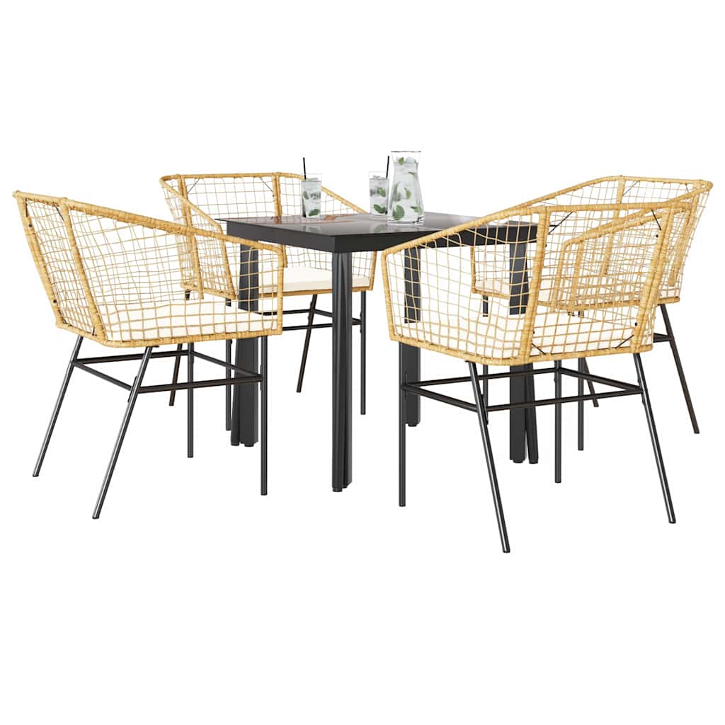5-delige Tuinset met kussens poly rattan glas bruin is nu te koop bij PeponiXL, paradijselijk wonen!