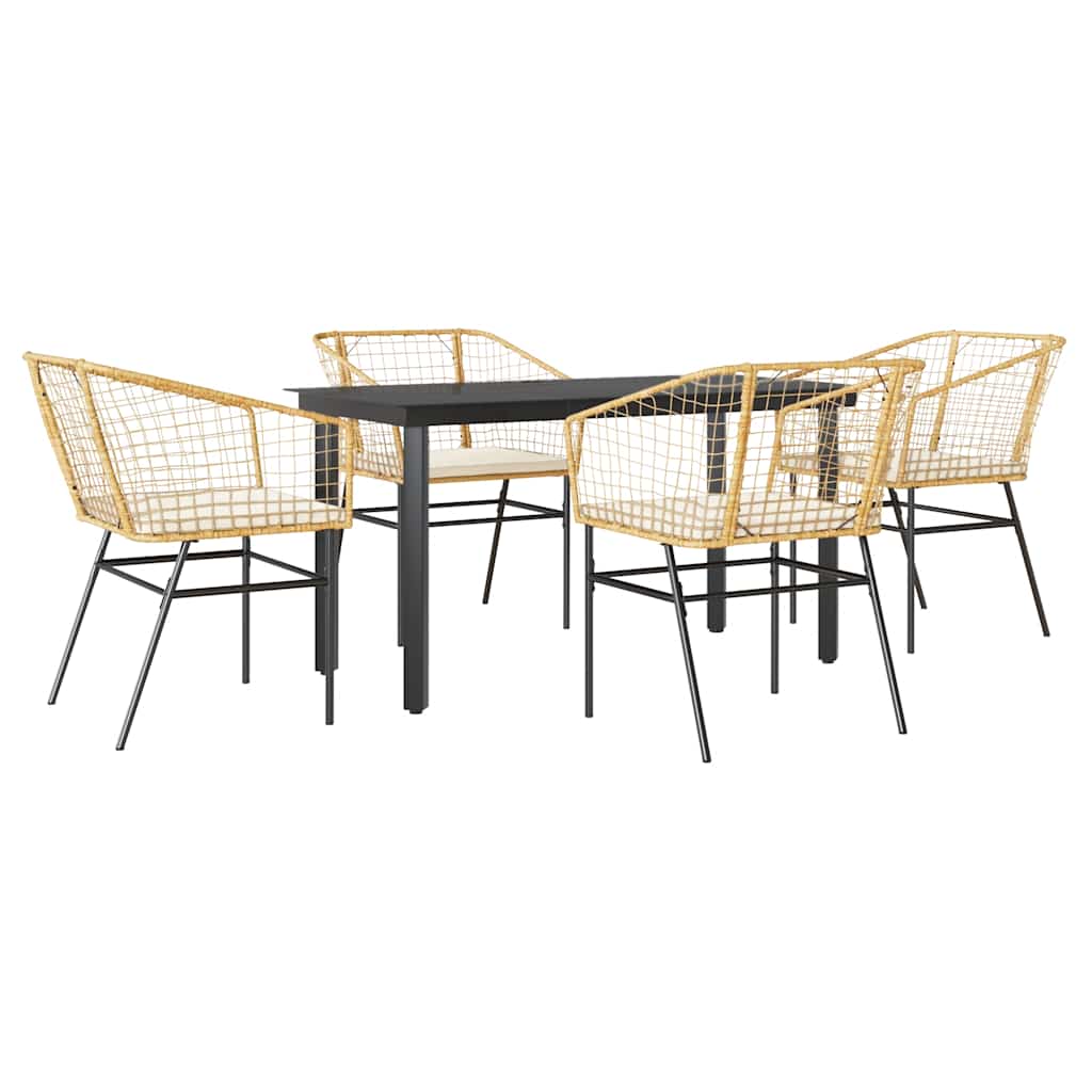5-delige Tuinset met kussens poly rattan glas bruin is nu te koop bij PeponiXL, paradijselijk wonen!