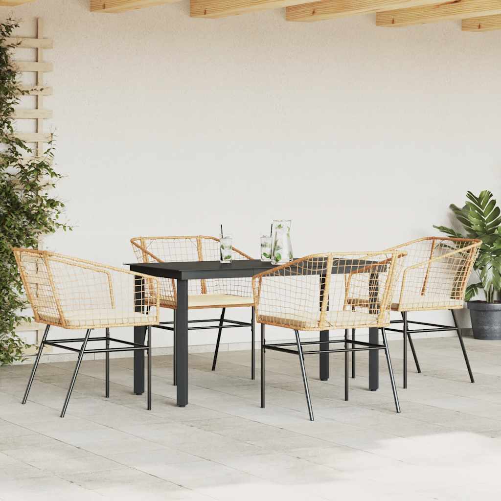5-delige Tuinset met kussens poly rattan glas bruin is nu te koop bij PeponiXL, paradijselijk wonen!