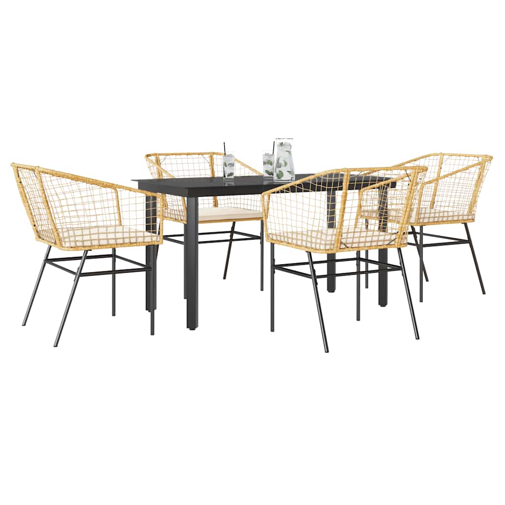 5-delige Tuinset met kussens poly rattan glas bruin is nu te koop bij PeponiXL, paradijselijk wonen!