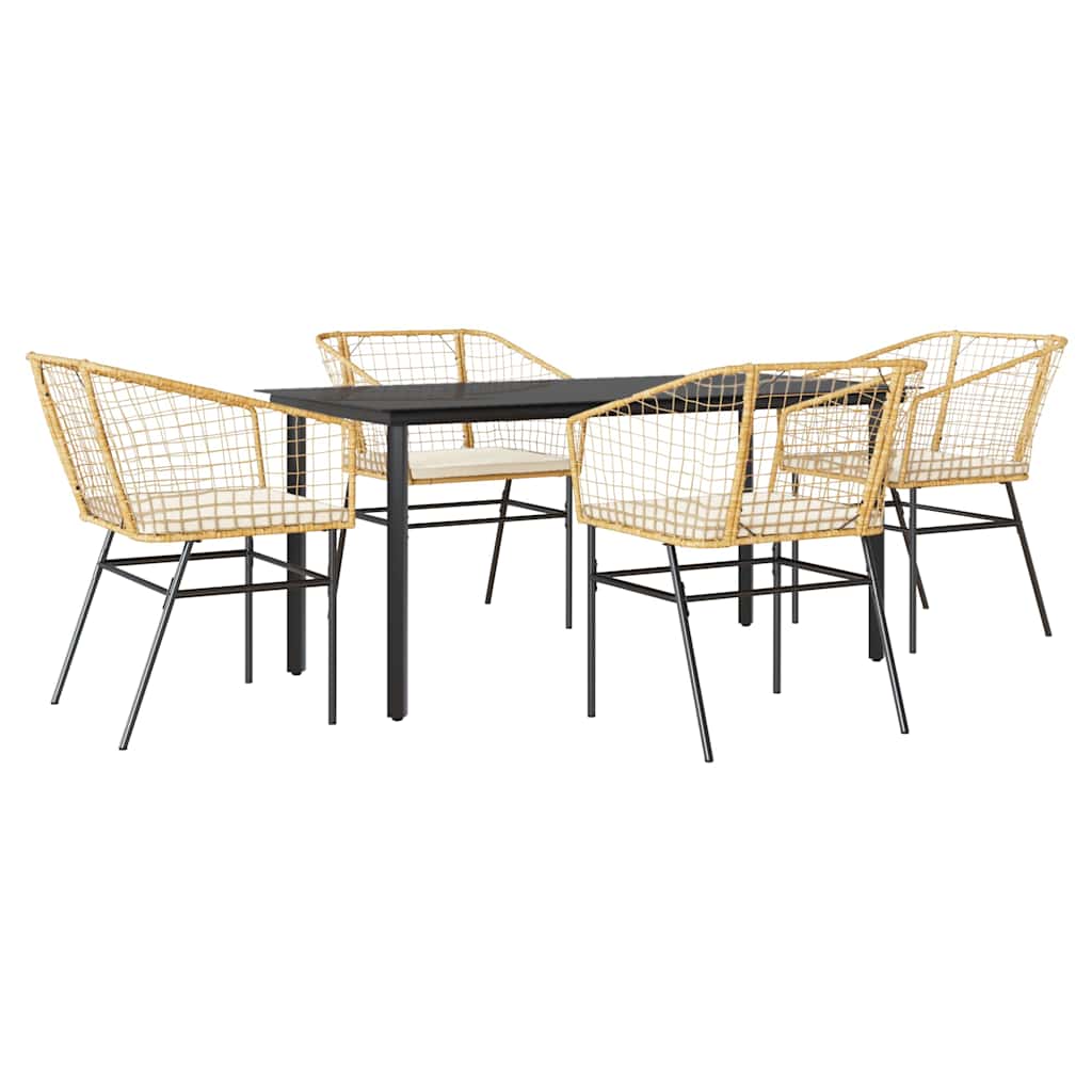5-delige Tuinset met kussens poly rattan glas bruin is nu te koop bij PeponiXL, paradijselijk wonen!