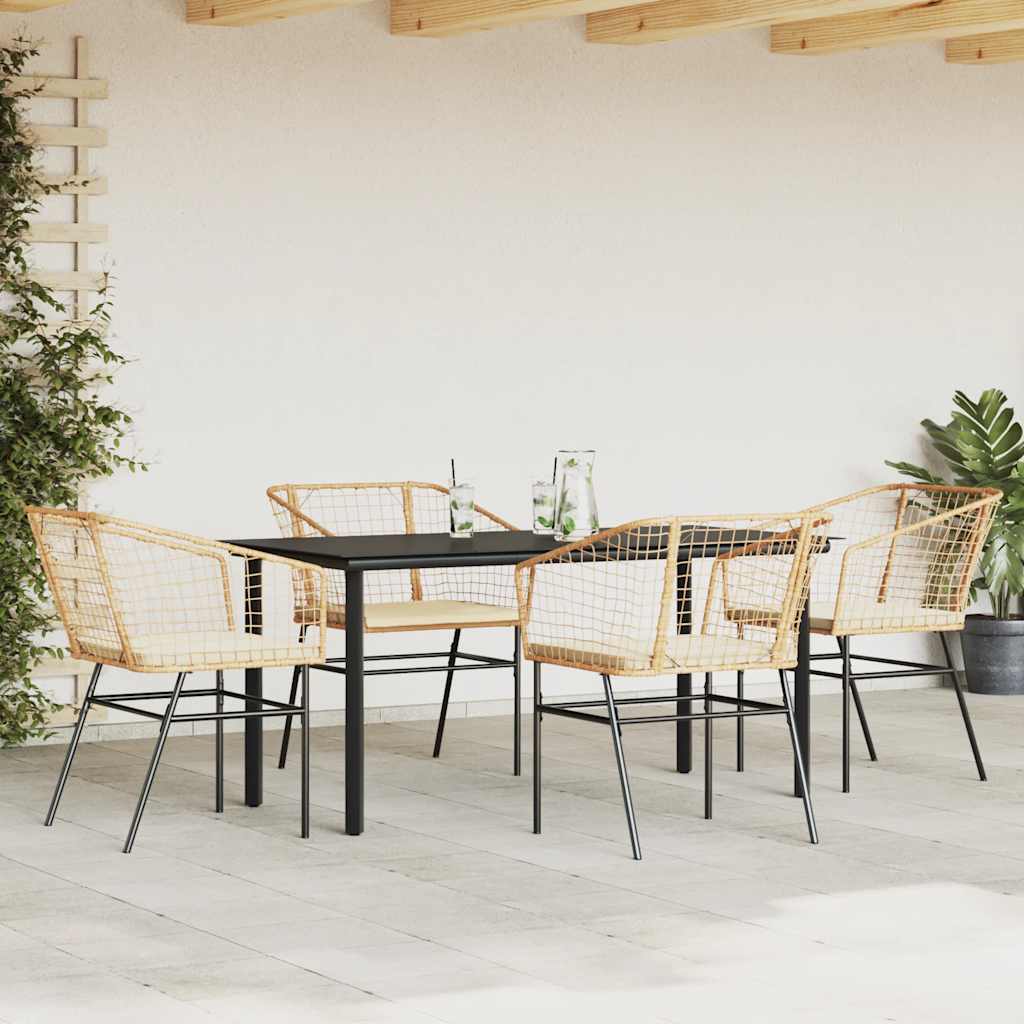 5-delige Tuinset met kussens poly rattan glas bruin is nu te koop bij PeponiXL, paradijselijk wonen!