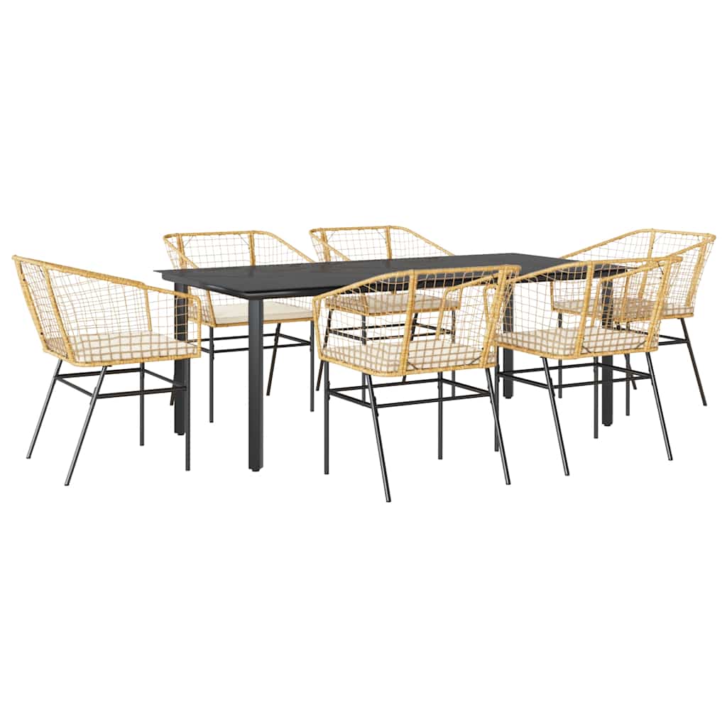 7-delige Tuinset met kussens poly rattan glas bruin is nu te koop bij PeponiXL, paradijselijk wonen!