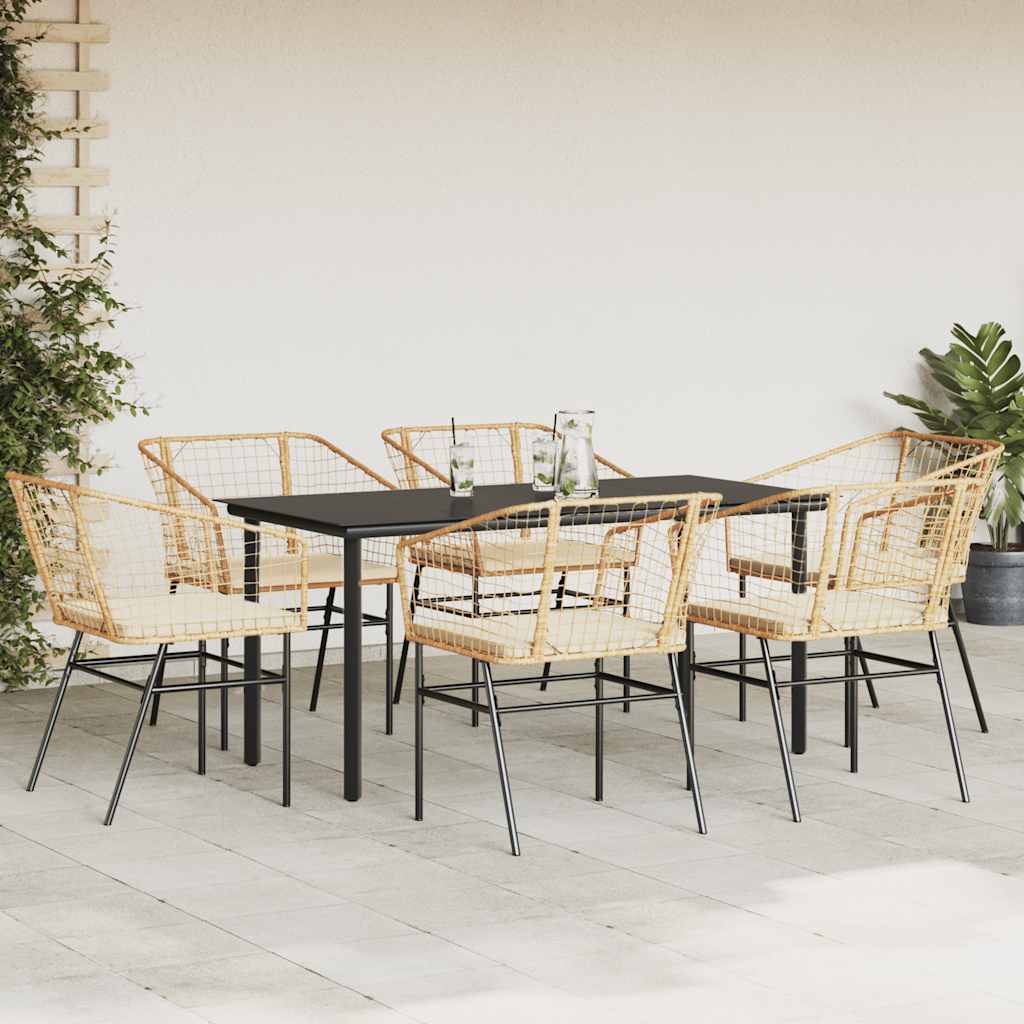 7-delige Tuinset met kussens poly rattan glas bruin is nu te koop bij PeponiXL, paradijselijk wonen!