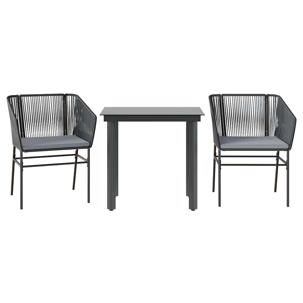 3-delige Tuinset met kussens poly rattan glas zwart is nu te koop bij PeponiXL, paradijselijk wonen!