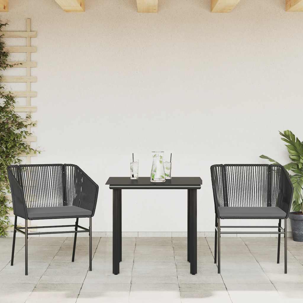 3-delige Tuinset met kussens poly rattan glas zwart is nu te koop bij PeponiXL, paradijselijk wonen!