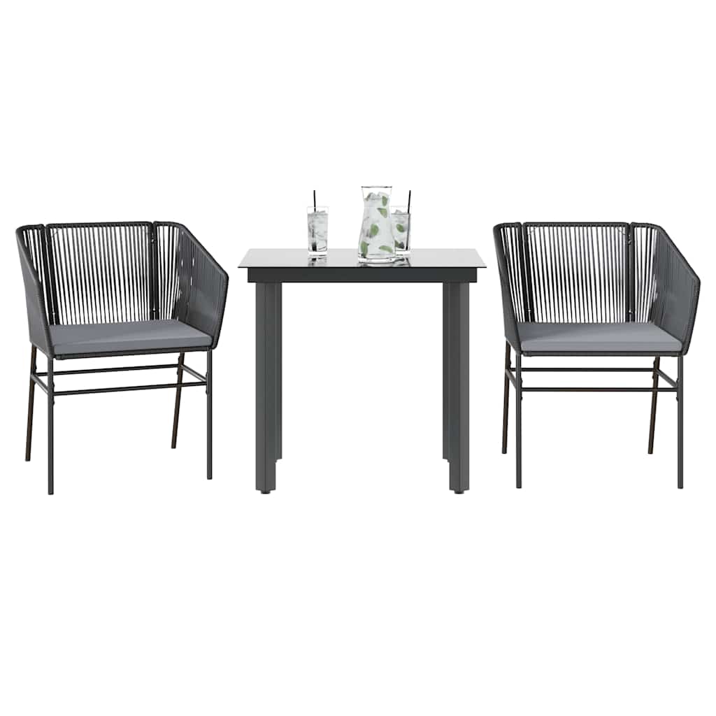 3-delige Tuinset met kussens poly rattan glas zwart is nu te koop bij PeponiXL, paradijselijk wonen!