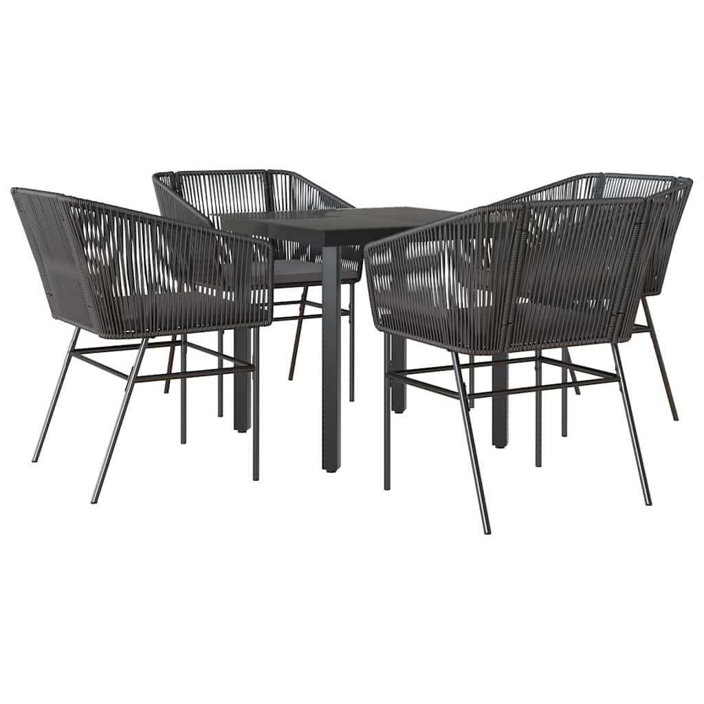 5-delige Tuinset met kussens poly rattan glas zwart is nu te koop bij PeponiXL, paradijselijk wonen!