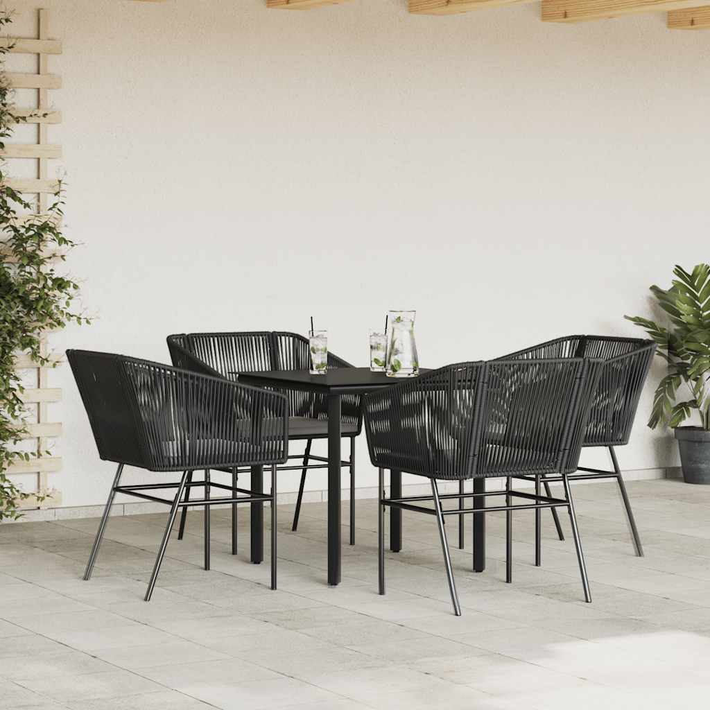 5-delige Tuinset met kussens poly rattan glas zwart is nu te koop bij PeponiXL, paradijselijk wonen!