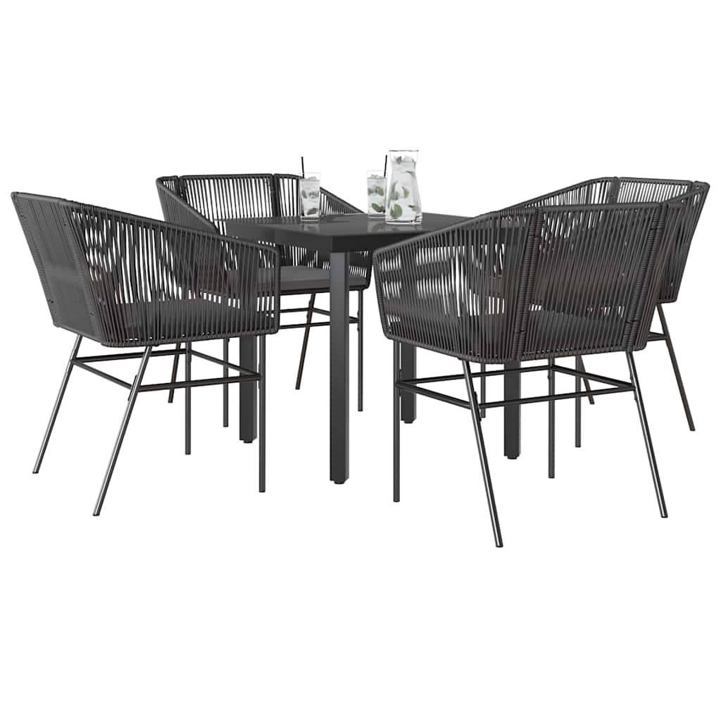 5-delige Tuinset met kussens poly rattan glas zwart is nu te koop bij PeponiXL, paradijselijk wonen!