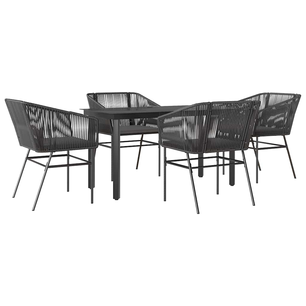 5-delige Tuinset met kussens poly rattan glas zwart is nu te koop bij PeponiXL, paradijselijk wonen!