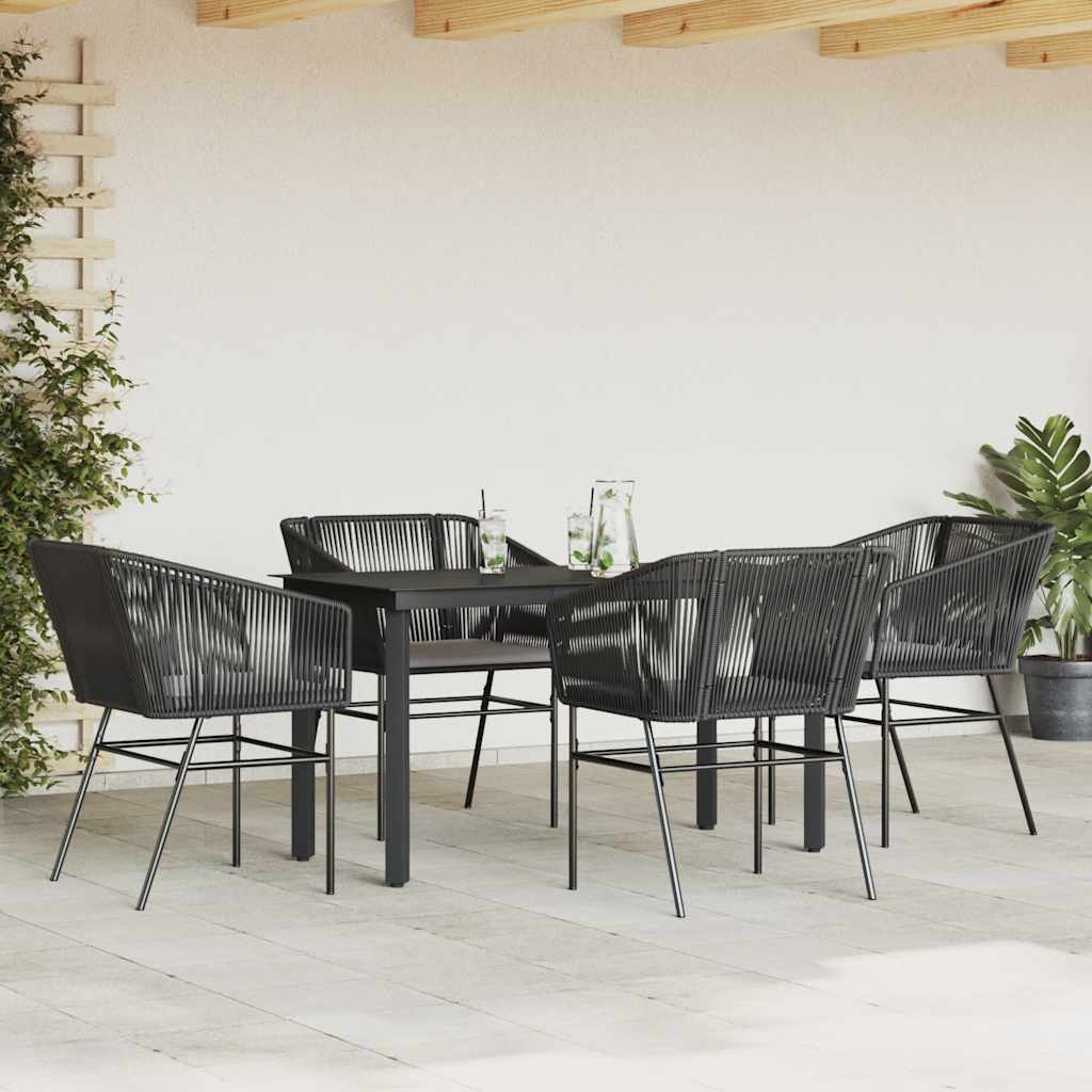 5-delige Tuinset met kussens poly rattan glas zwart is nu te koop bij PeponiXL, paradijselijk wonen!