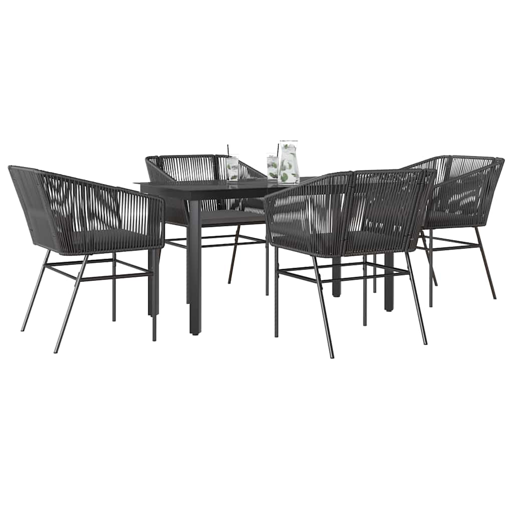 5-delige Tuinset met kussens poly rattan glas zwart is nu te koop bij PeponiXL, paradijselijk wonen!