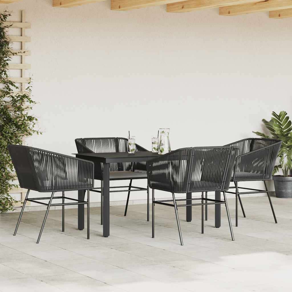 5-delige Tuinset met kussens poly rattan glas zwart is nu te koop bij PeponiXL, paradijselijk wonen!
