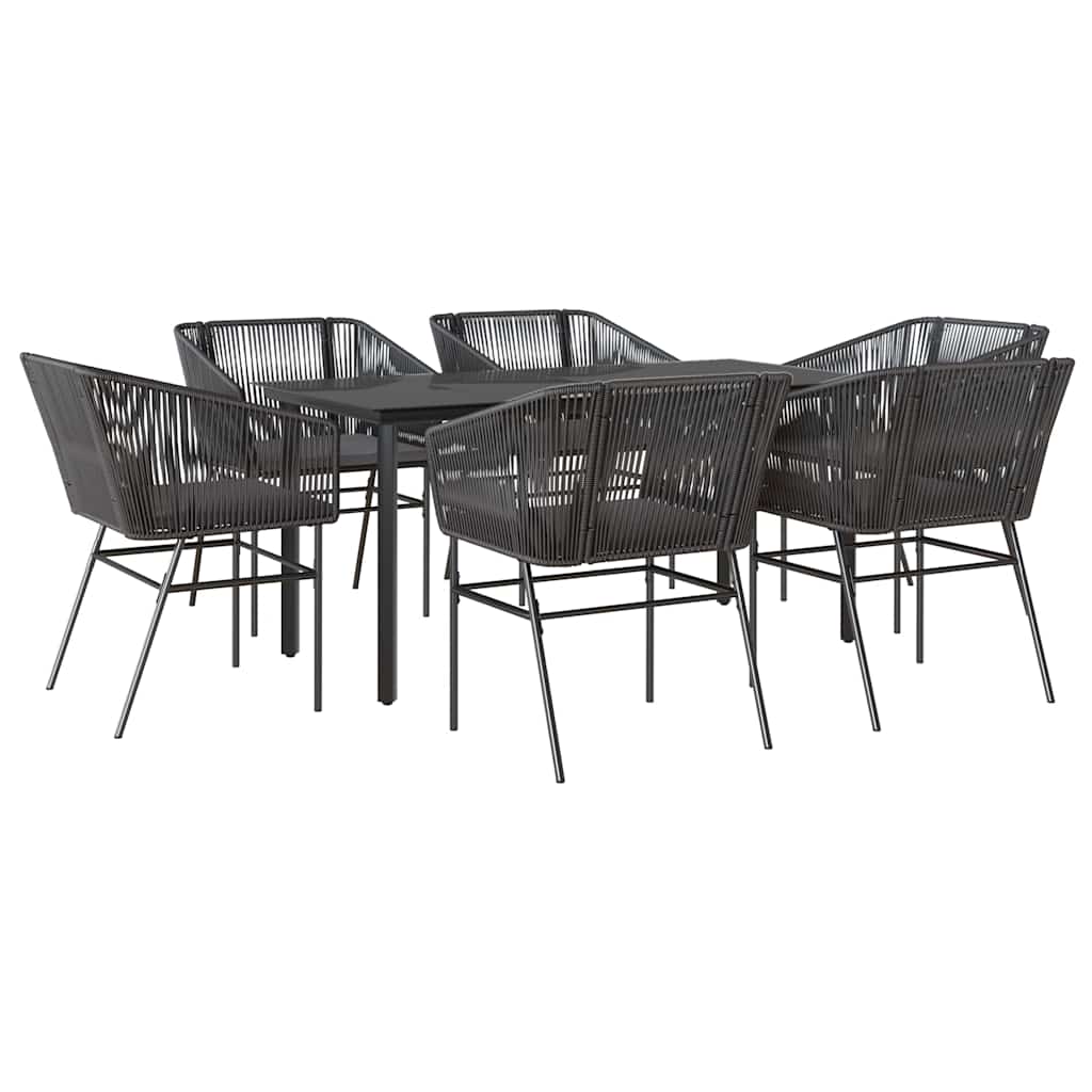 7-delige Tuinset met kussens poly rattan glas zwart is nu te koop bij PeponiXL, paradijselijk wonen!