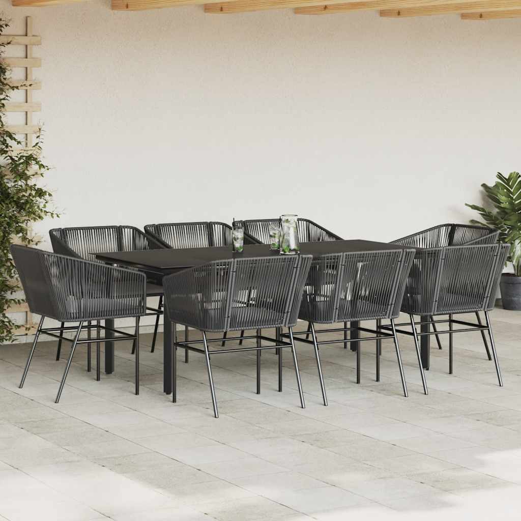 9-delige Tuinset met kussens poly rattan glas zwart is nu te koop bij PeponiXL, paradijselijk wonen!