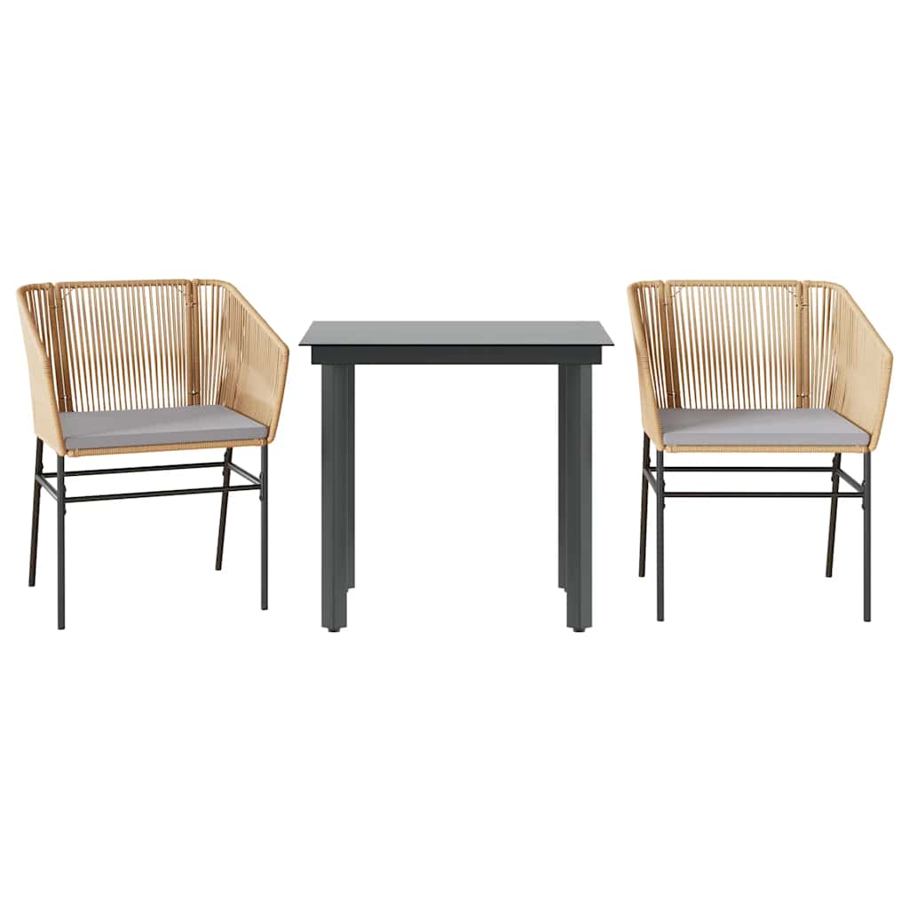 3-delige Tuinset met kussens poly rattan glas bruin is nu te koop bij PeponiXL, paradijselijk wonen!
