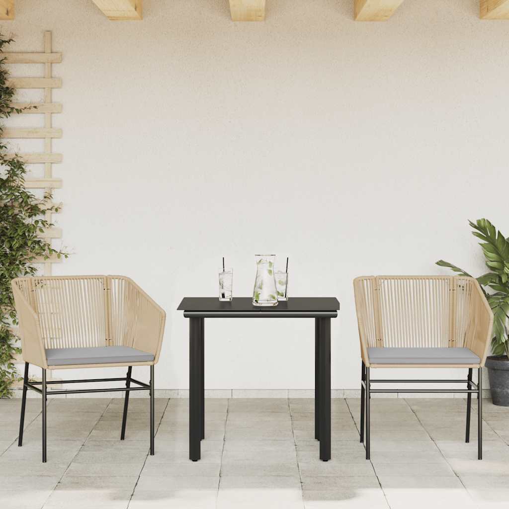 3-delige Tuinset met kussens poly rattan glas bruin is nu te koop bij PeponiXL, paradijselijk wonen!