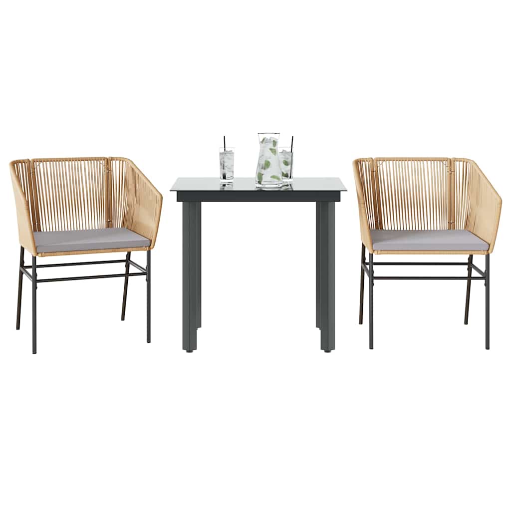 3-delige Tuinset met kussens poly rattan glas bruin is nu te koop bij PeponiXL, paradijselijk wonen!