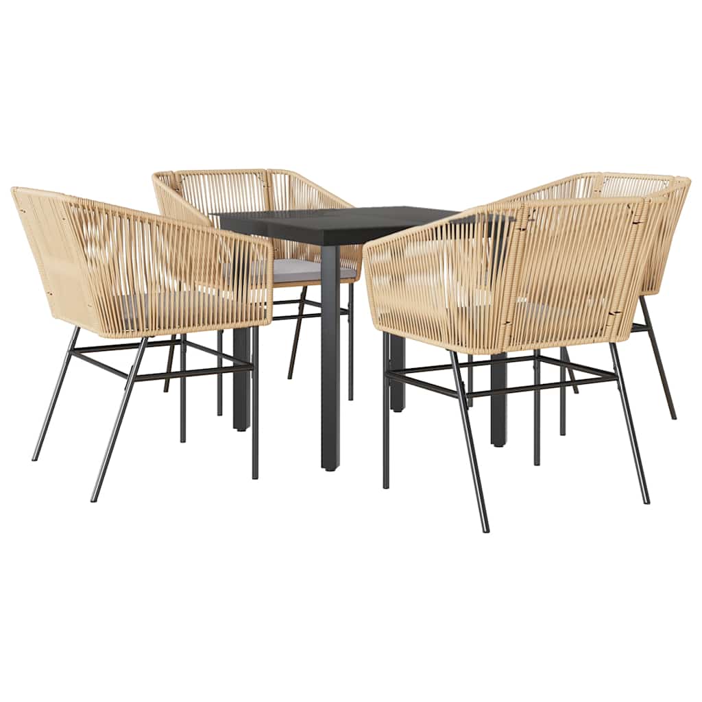 5-delige Tuinset met kussens poly rattan glas bruin is nu te koop bij PeponiXL, paradijselijk wonen!