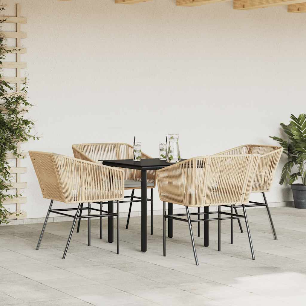 5-delige Tuinset met kussens poly rattan glas bruin is nu te koop bij PeponiXL, paradijselijk wonen!