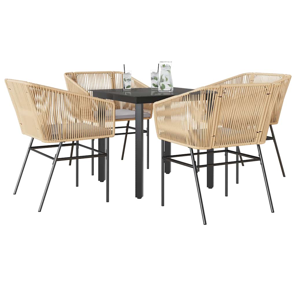 5-delige Tuinset met kussens poly rattan glas bruin is nu te koop bij PeponiXL, paradijselijk wonen!