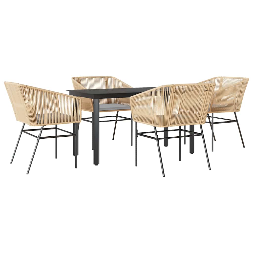 5-delige Tuinset met kussens poly rattan glas bruin is nu te koop bij PeponiXL, paradijselijk wonen!