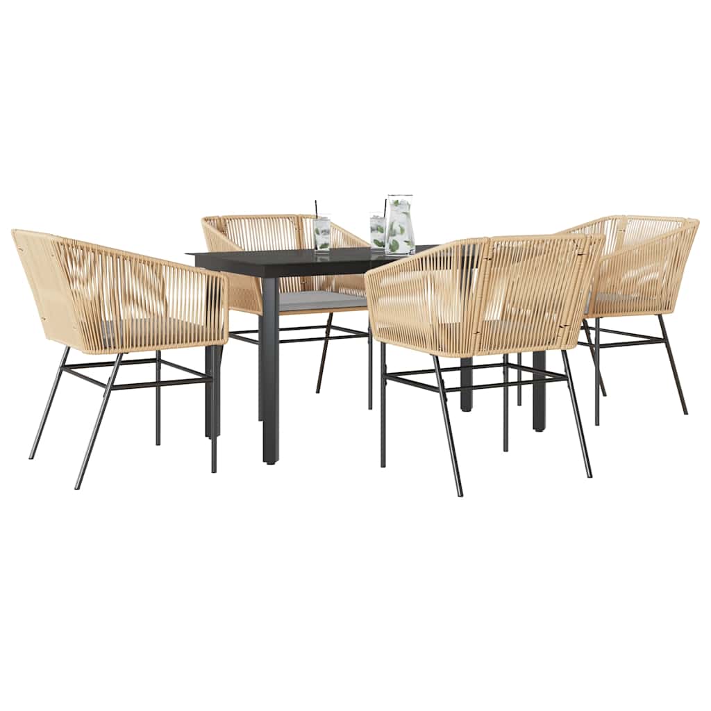 5-delige Tuinset met kussens poly rattan glas bruin is nu te koop bij PeponiXL, paradijselijk wonen!