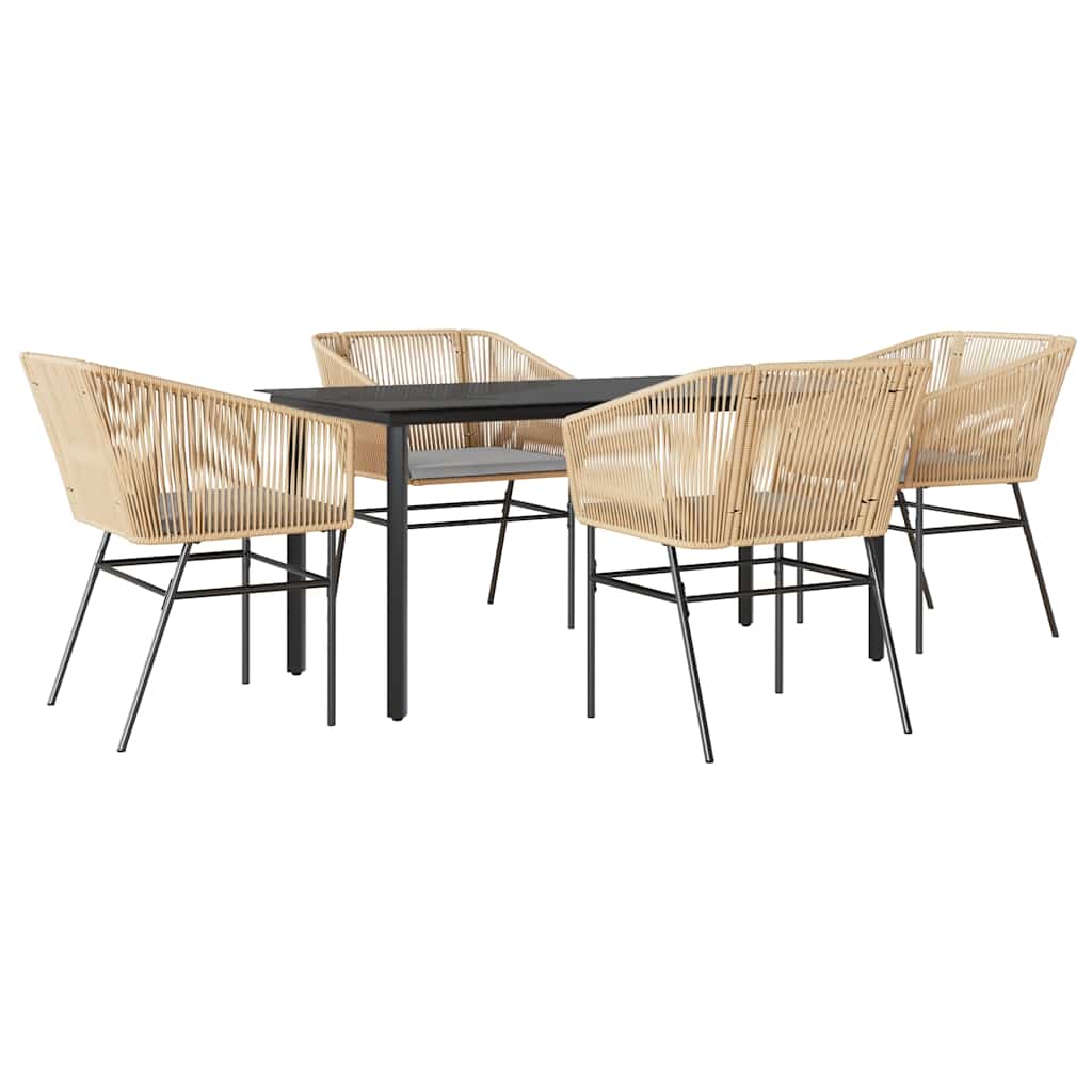 5-delige Tuinset met kussens poly rattan glas bruin is nu te koop bij PeponiXL, paradijselijk wonen!