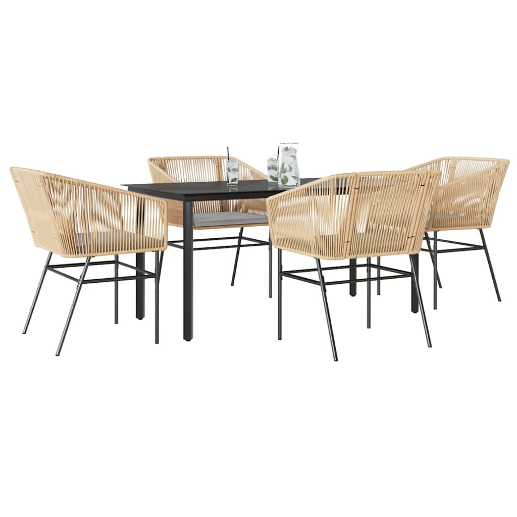 5-delige Tuinset met kussens poly rattan glas bruin is nu te koop bij PeponiXL, paradijselijk wonen!