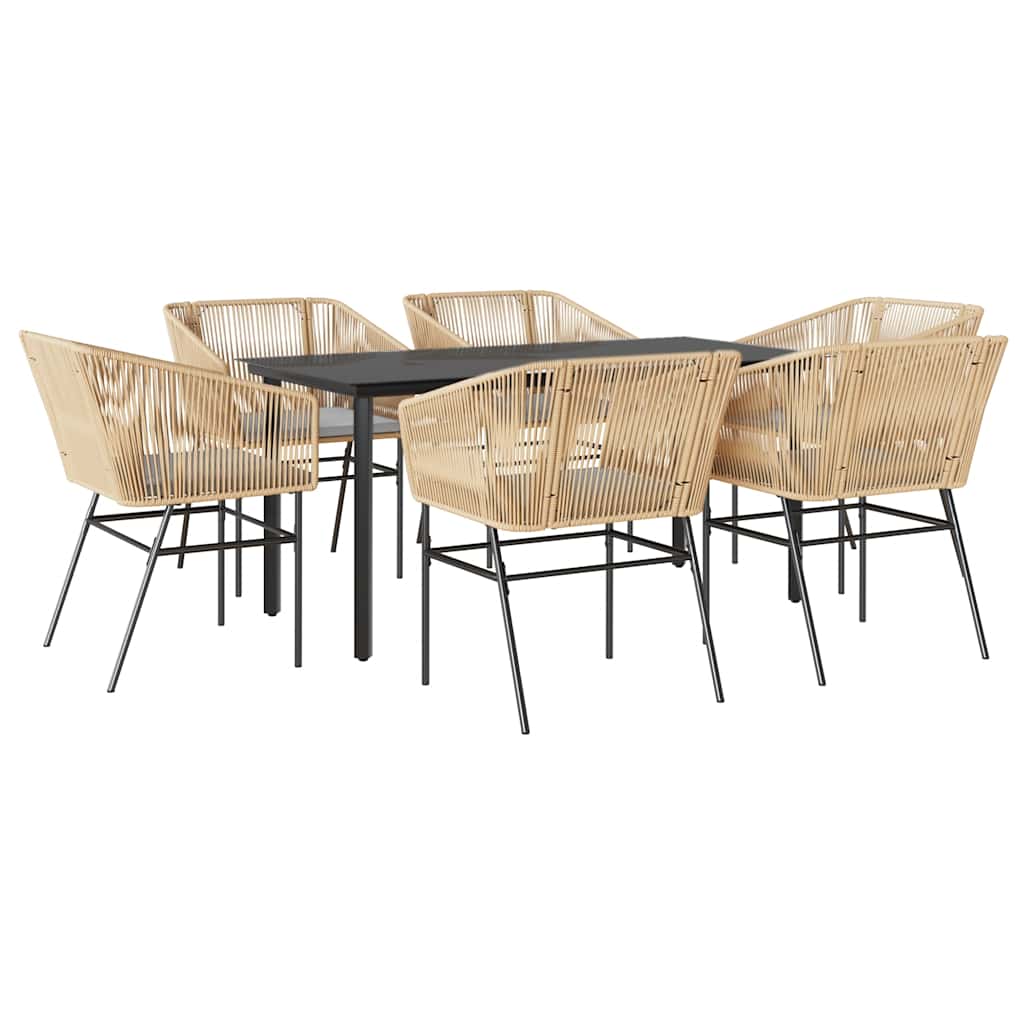 7-delige Tuinset met kussens poly rattan glas bruin is nu te koop bij PeponiXL, paradijselijk wonen!
