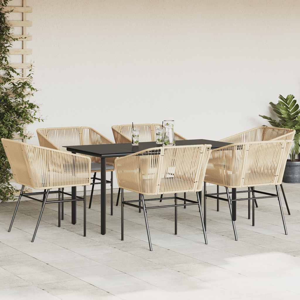 7-delige Tuinset met kussens poly rattan glas bruin is nu te koop bij PeponiXL, paradijselijk wonen!