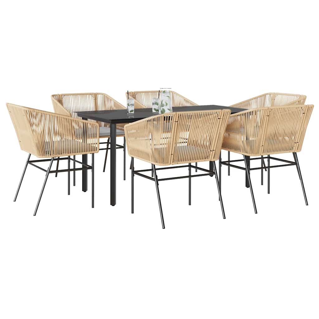 7-delige Tuinset met kussens poly rattan glas bruin is nu te koop bij PeponiXL, paradijselijk wonen!