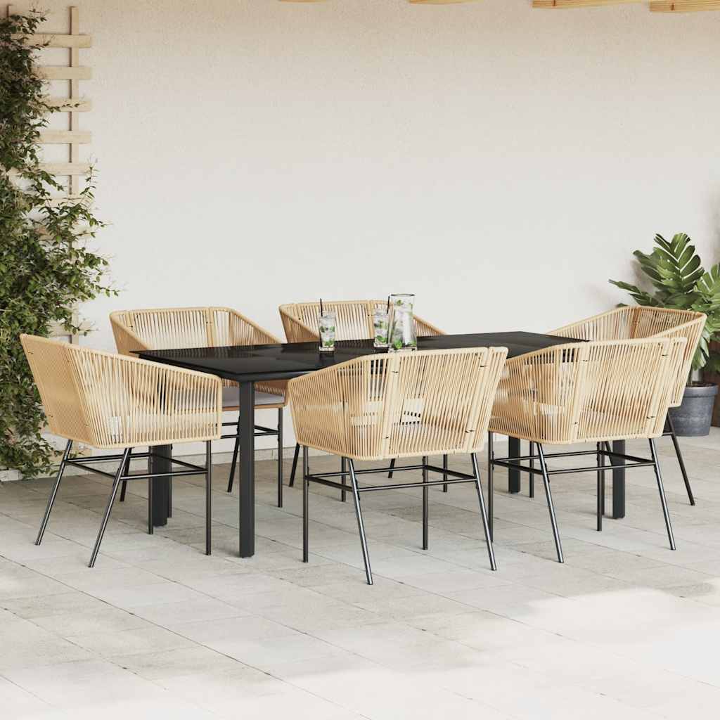 7-delige Tuinset met kussens poly rattan glas bruin is nu te koop bij PeponiXL, paradijselijk wonen!