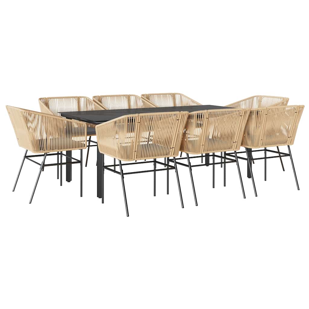 9-delige Tuinset met kussens poly rattan glas bruin is nu te koop bij PeponiXL, paradijselijk wonen!