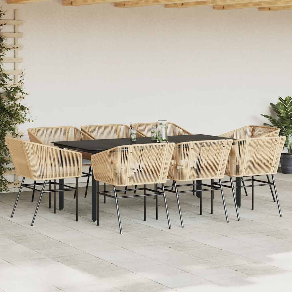 9-delige Tuinset met kussens poly rattan glas bruin is nu te koop bij PeponiXL, paradijselijk wonen!