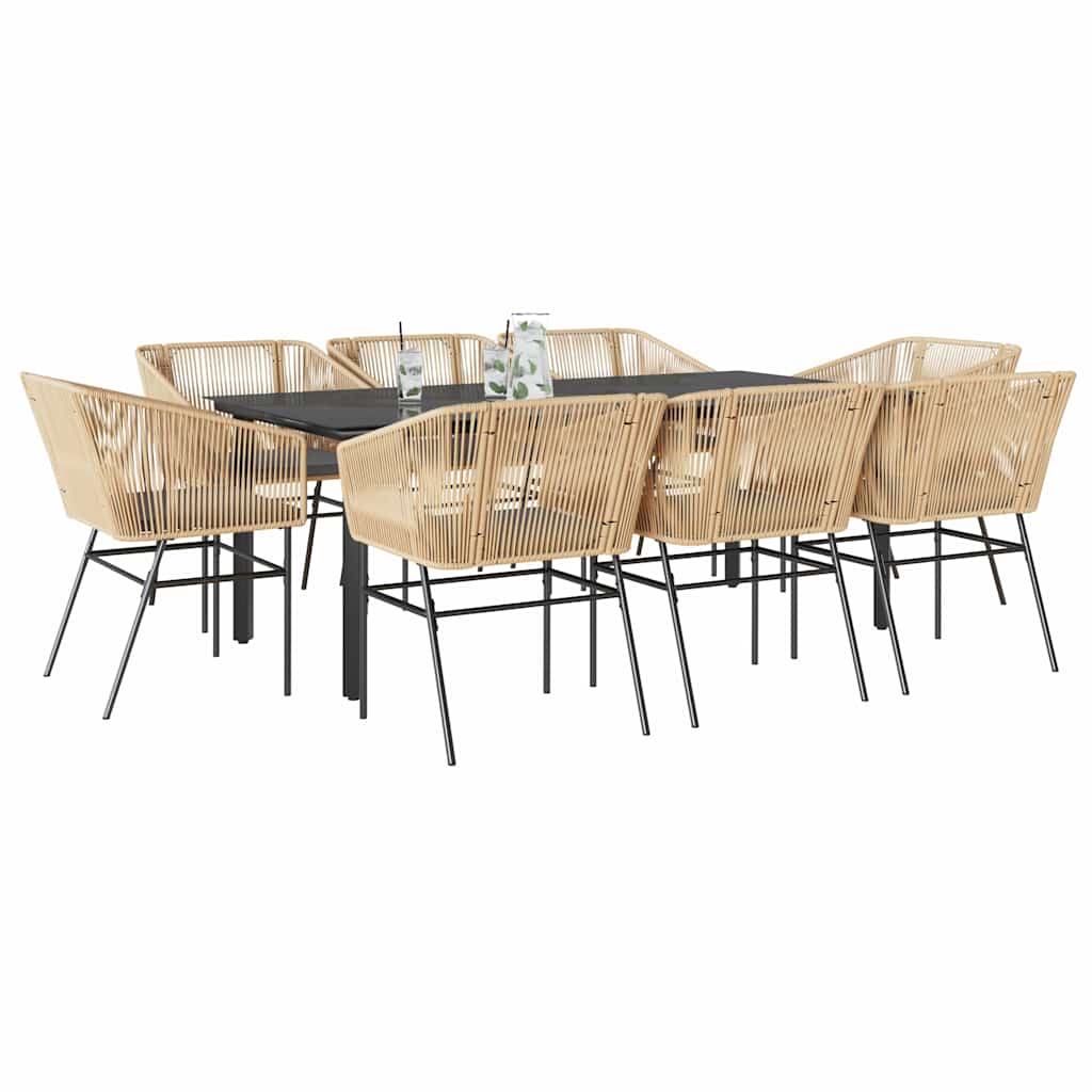 9-delige Tuinset met kussens poly rattan glas bruin is nu te koop bij PeponiXL, paradijselijk wonen!