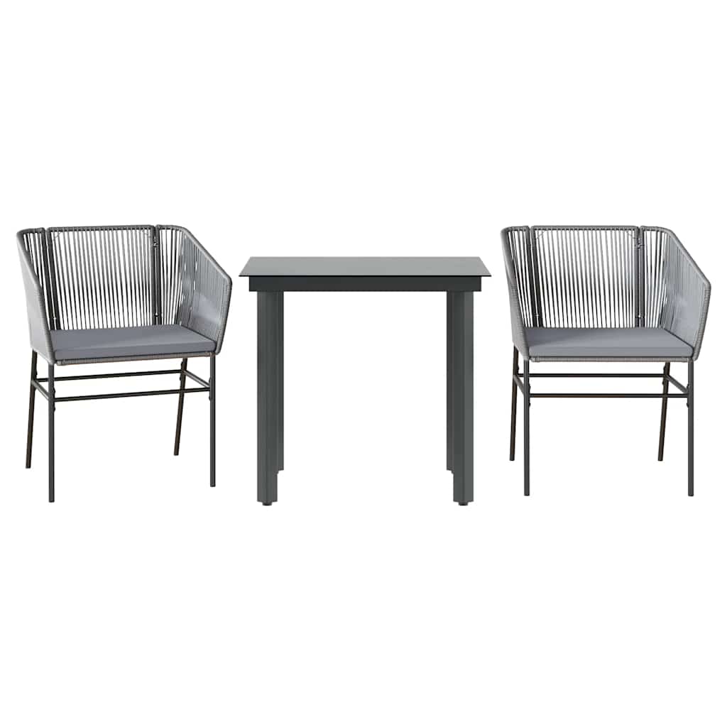 3-delige Tuinset met kussens poly rattan glas grijs is nu te koop bij PeponiXL, paradijselijk wonen!