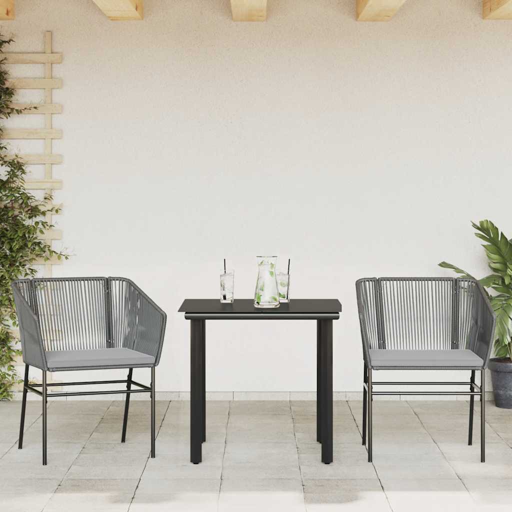 3-delige Tuinset met kussens poly rattan glas grijs is nu te koop bij PeponiXL, paradijselijk wonen!