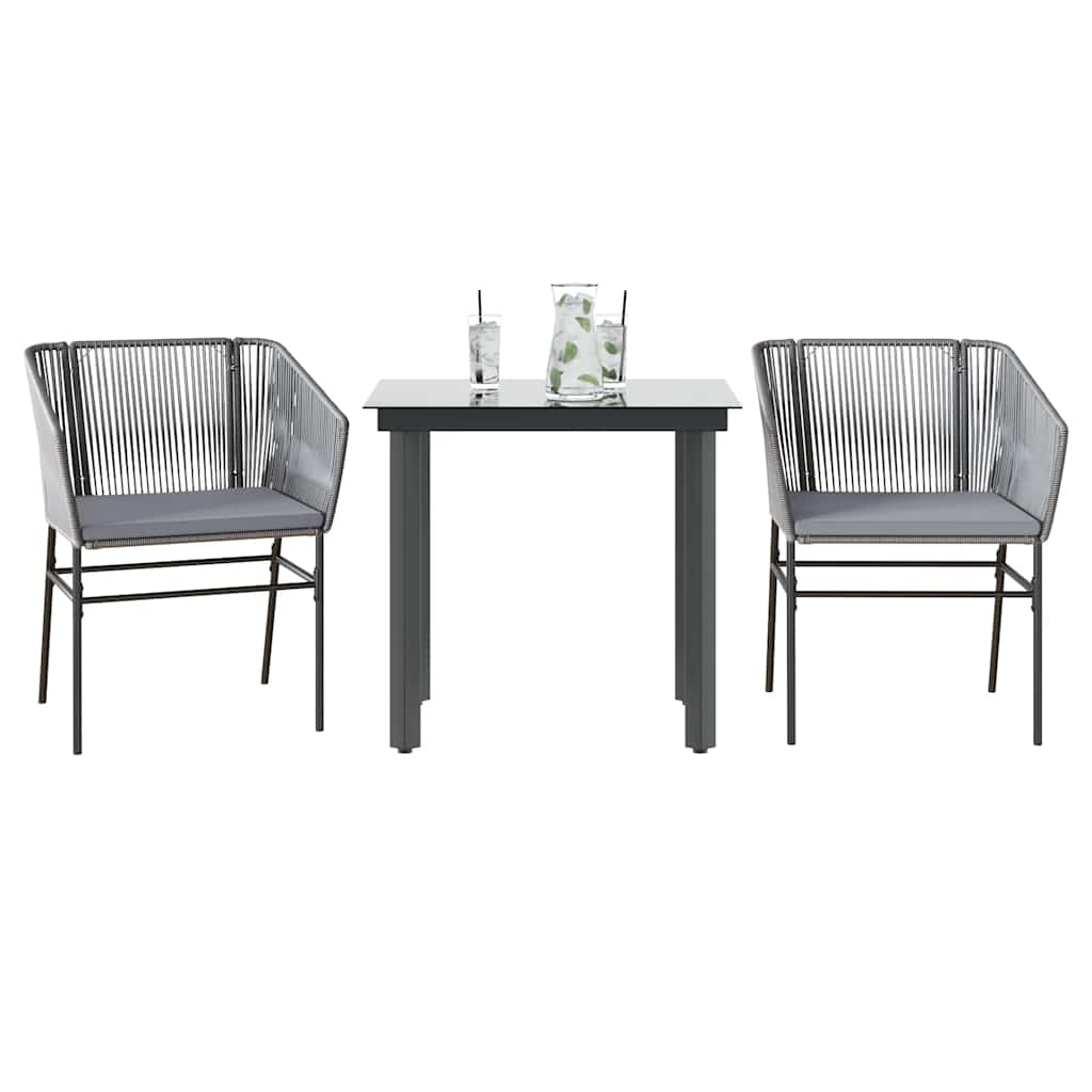 3-delige Tuinset met kussens poly rattan glas grijs is nu te koop bij PeponiXL, paradijselijk wonen!