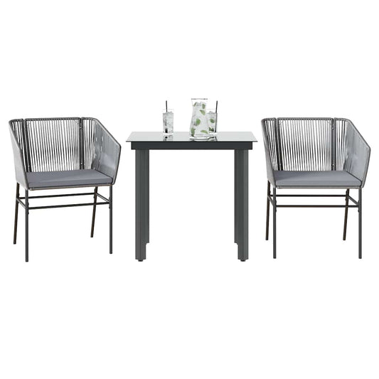 3-delige Tuinset met kussens poly rattan glas grijs is nu te koop bij PeponiXL, paradijselijk wonen!